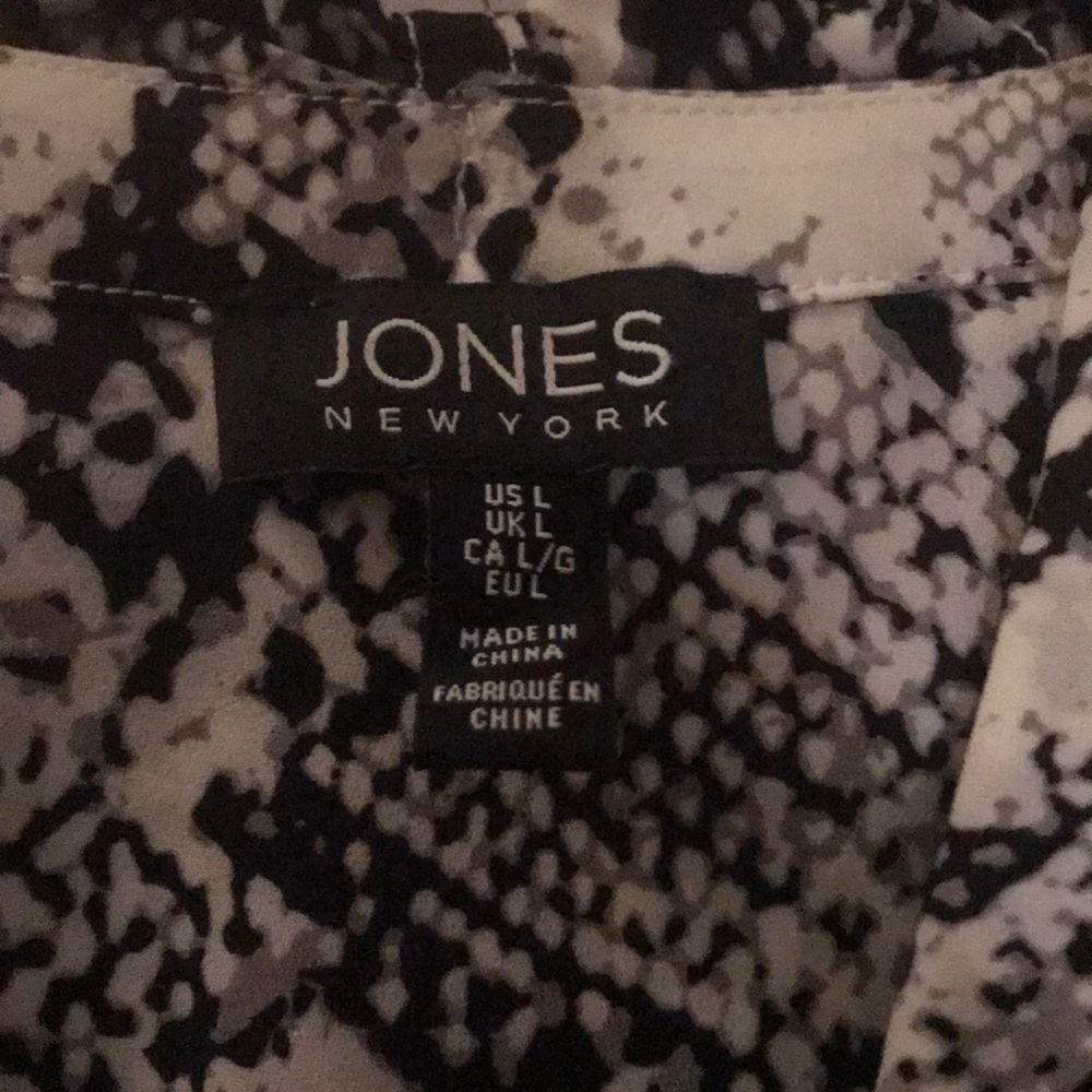 Jones New York Snakeskin Print Tie Blouse L - Picture 3 of 4